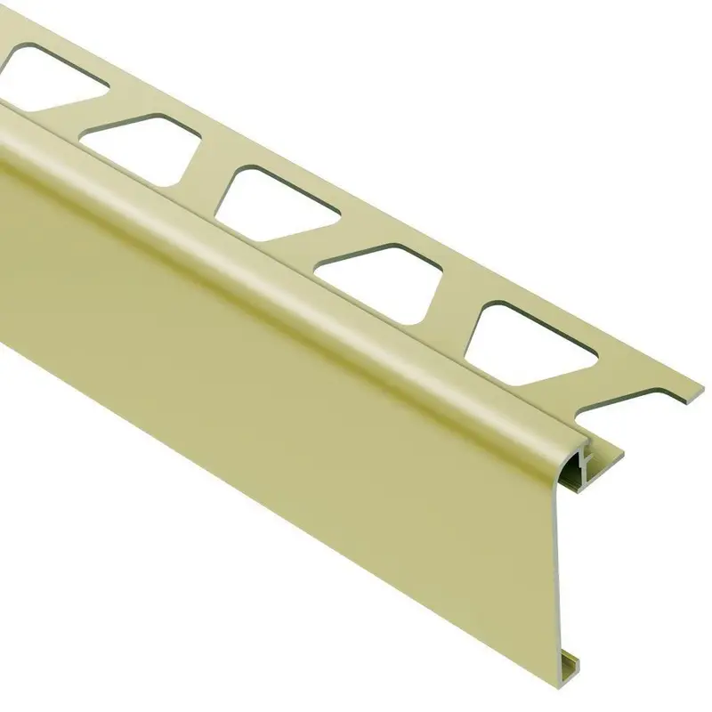 Schluter RONDEC-STEP Finishing and Edging Profile with 2-1/4" Vertical Leg Anodized Aluminum Satin Brass 5/16" (8 mm) x 8' 2-1/2"