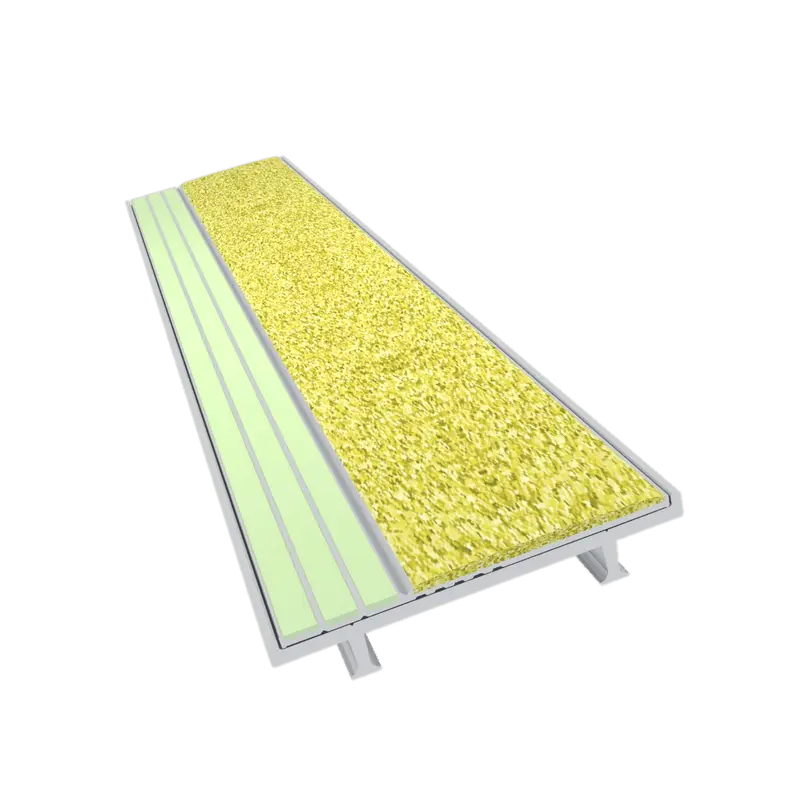 Kinesik - Ecoglo S1-E30 Photoluminescent Cast in Place Stair Nosing with Yellow Anti-Slip Strip 2.1" (Sold in Linear Feet)