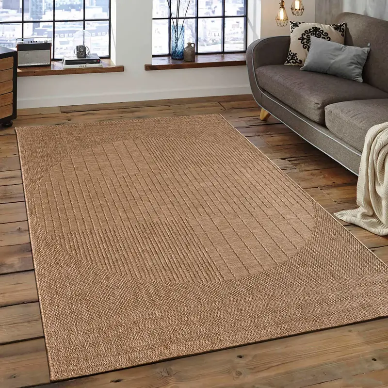 Beige Brown Geometric Living Room Bedroom Area Rug – 2'7" X 4'11"