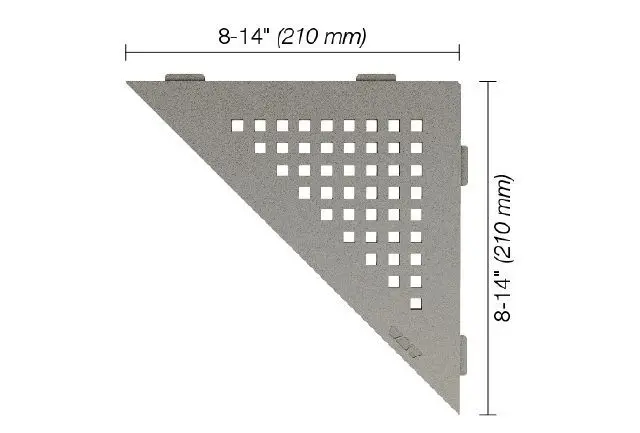 Schluter - SHELF-E Triangular Corner Shelf Square Design - Aluminum Stone Grey