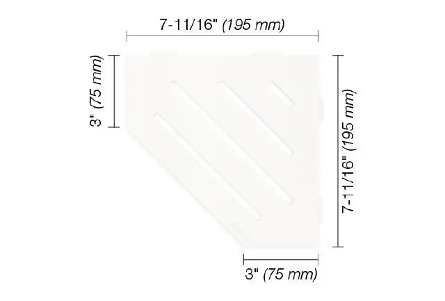 Schluter - SHELF-E Pentagonal Corner Shelf Wave Design - Aluminum Matte White