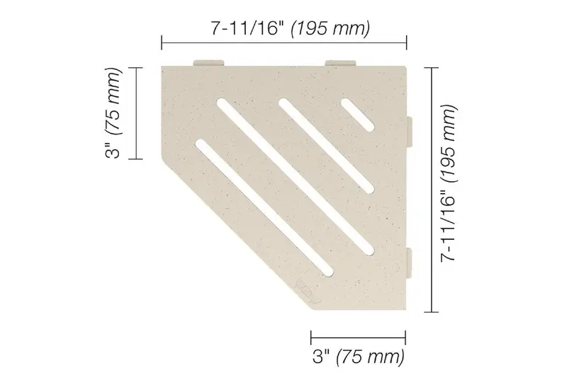 Schluter - SHELF-E Pentagonal Corner Shelf Wave Design Aluminum Ivory