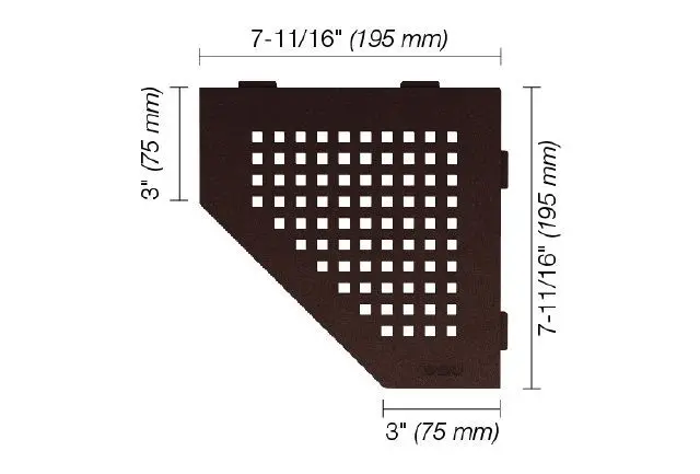Schluter - SHELF-E Pentagonal Corner Shelf Square Design - Aluminum Bronze