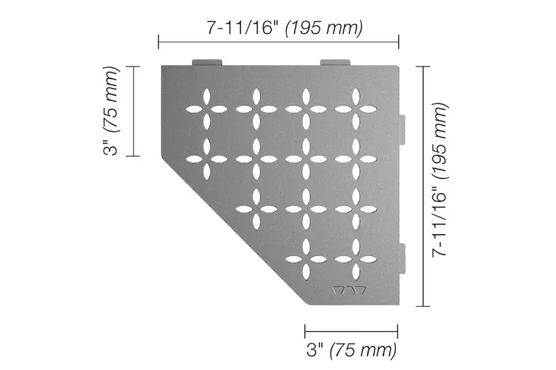 Schluter - SHELF-E Pentagonal Corner Shelf Floral Design Aluminum Pewter
