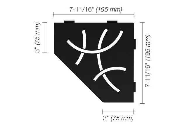 Schluter - SHELF-E Pentagonal Corner Shelf Curve Design - Aluminum Matte Black