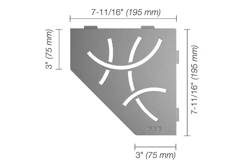 Schluter - SHELF-E Pentagonal Corner Shelf Curve Design Aluminum Pewter