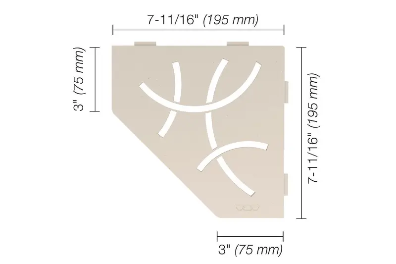 Schluter - SHELF-E Pentagonal Corner Shelf Curve Design Aluminum Ivory