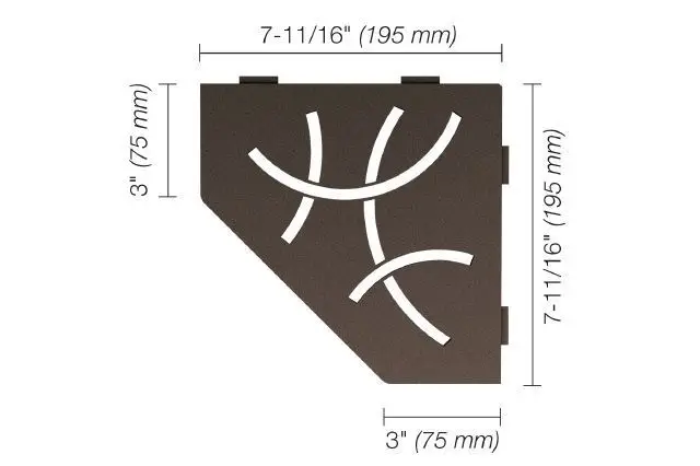 Schluter - SHELF-E Pentagonal Corner Shelf Curve Design - Aluminum Bronze