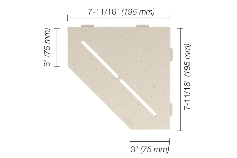 Schluter - SHELF-E Pentagonal Corner Shelf Pure Design Aluminum Ivory