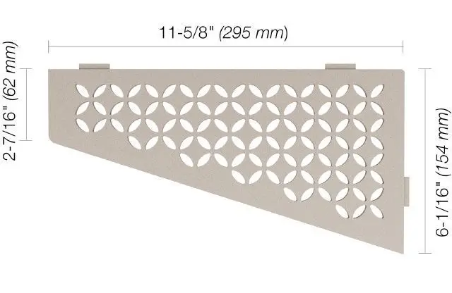 Schluter - SHELF-E Quadrilateral Corner Shelf Floral Design - Aluminum Greige