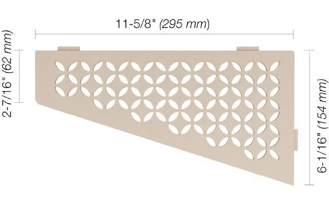 Schluter - SHELF-E Quadrilateral Corner Shelf Floral Design - Aluminum Cream