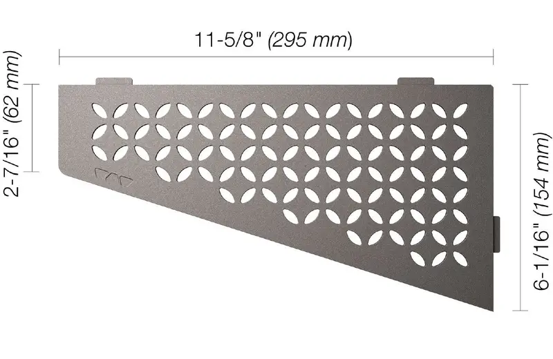 Schluter - SHELF-E Quadrilateral Corner Shelf Floral Design Aluminum Pewter