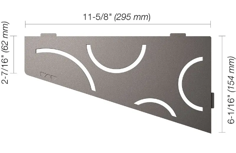 Schluter - SHELF-E Quadrilateral Corner Shelf Curve Design Aluminum Pewter