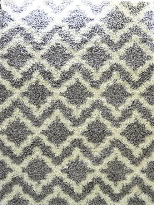 Grey Cream Trellis Area Rug – 5' Round