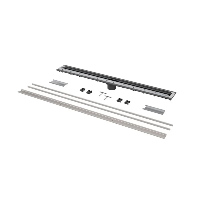 Oatey Shower Linear Drain 40" to 48" Kit QuickDrain ShowerLine PVC 2" with Tile-In Cover Brushed Stainless Steel 48"