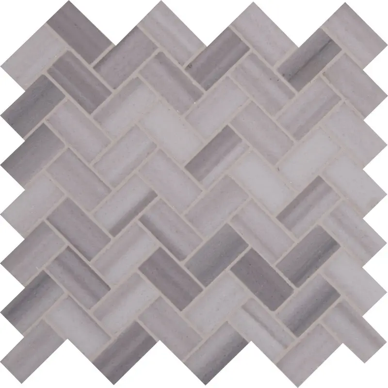 MSI Surfaces Mosaic Bergamo Herringbone Gray-Light Polished 11-1/2" x 11-1/2"