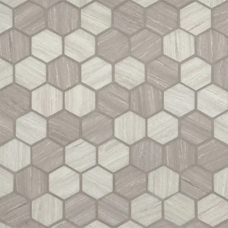 MSI Surfaces Mosaic Silva Oak Gray-Light Hexagon Glossy 11" x 12-3/4"