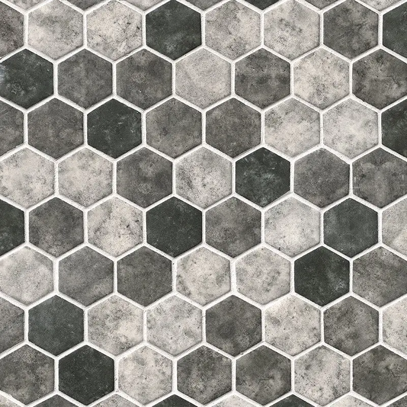 MSI Surfaces Hexagon Mosaic Urban Tapestry Gray-Dark Glossy 11" x 13"