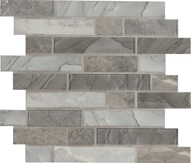 MSI Surfaces Mosaic Tarvos Interlocking Gray-Dark Glossy 12" x 12"