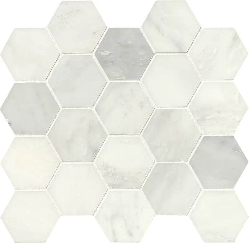 MSI Surfaces Hexagon Mosaic Greecian White-Cool Polished 12" x 13"