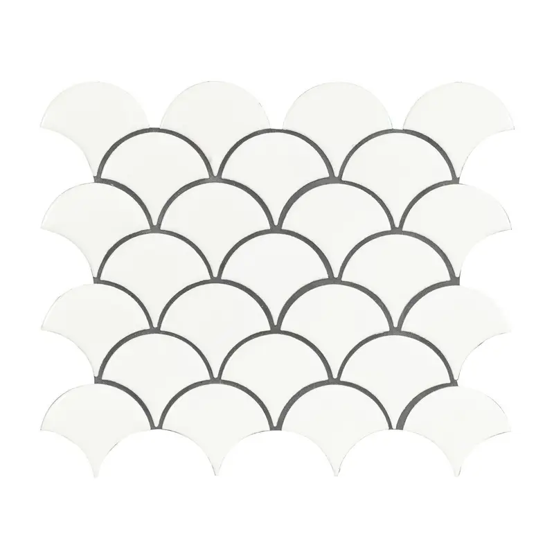 MSI Surfaces Mosaic Retro Scallop White-Cool Glossy 10" x 13"