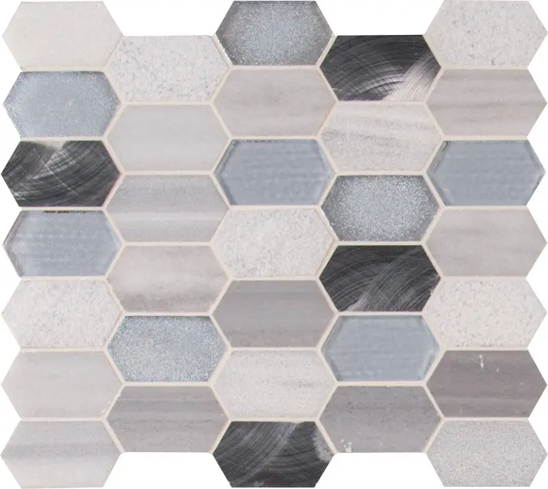 MSI Surfaces Hexagon Mosaic Harlow Picket Gray-Light Multi Finish 11-1/2" x 12-1/2"