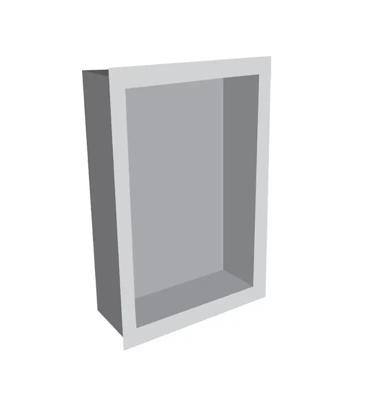 Fusion - Square Frame Shower Niche without Shelf Artificial Stone Super White 16" x 24"