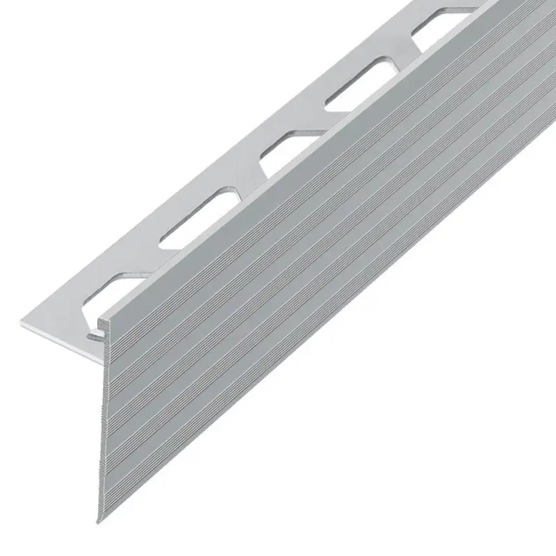 Schluter SCHIENE-STEP Stairs Edge Profile with 1-1/2" Vertical Leg Anodized Aluminum Satin 5/16" (8 mm) x 8' 2-1/2"