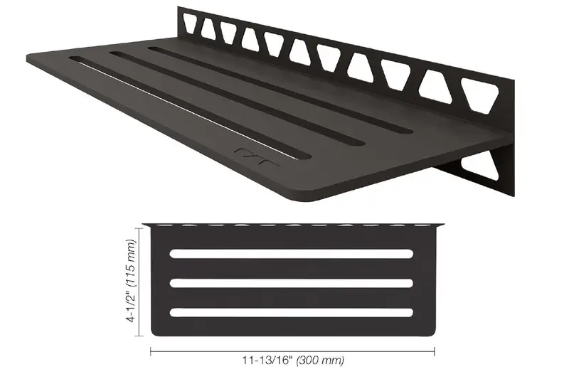 Schluter - SHELF-W Rectangular Wall Shelf Wave Design Aluminum Dark Anthracite