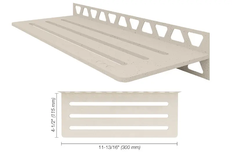 Schluter - SHELF-W Rectangular Wall Shelf Wave Design Aluminum Ivory