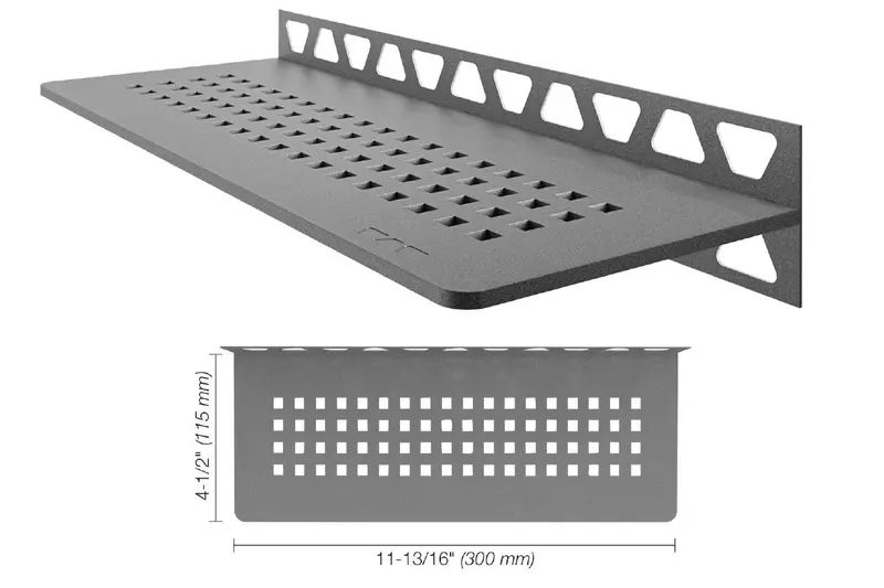 Schluter SHELF-W Rectangular Wall Shelf Square Design Aluminum Pewter