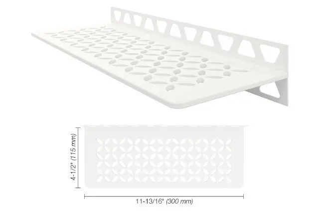 Schluter - Shelf-W Rectangular Wall Shelf Floral Design - Aluminum Matte White