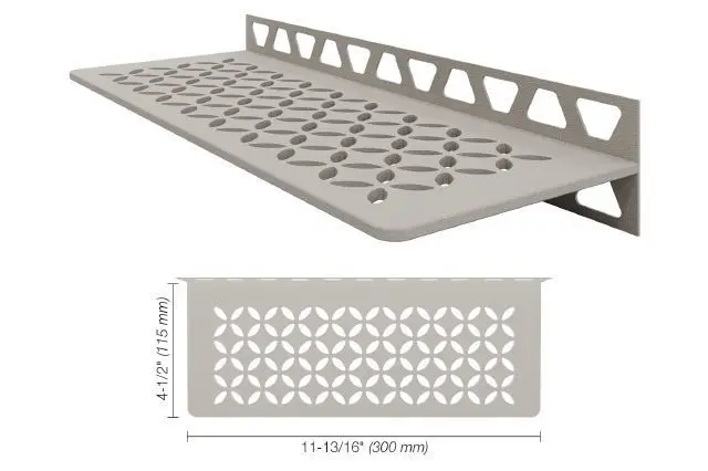 Schluter - Shelf-W Rectangular Wall Shelf Floral Design - Aluminum Greige