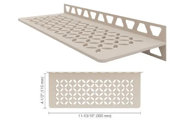 Schluter - Shelf-W Rectangular Wall Shelf Floral Design - Aluminum Cream