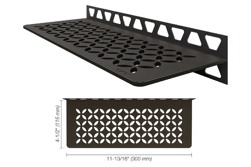 Schluter SHELF-W Rectangular Wall Shelf Floral Design Aluminum Dark Anthracite