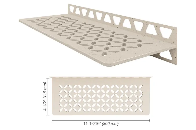Schluter - SHELF-W Rectangular Wall Shelf Floral Design Aluminum Ivory