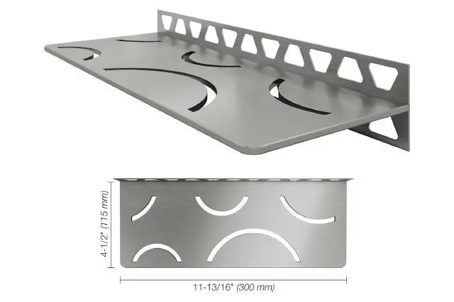Schluter - Shelf-W Rectangular Wall Shelf Curve Design - Brushed Stainless Steel (V2)
