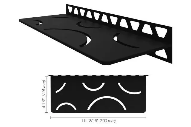 Schluter - Shelf-W Rectangular Wall Shelf Curve Design - Aluminum Matte Black