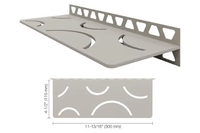 Schluter - Shelf-W Rectangular Wall Shelf Curve Design - Aluminum Greige