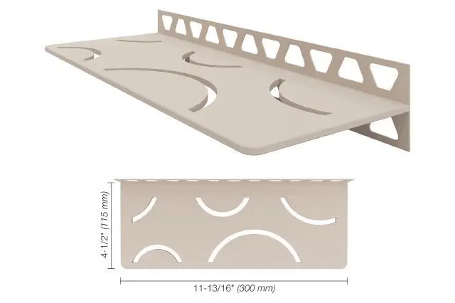 Schluter - Shelf-W Rectangular Wall Shelf Curve Design - Aluminum Cream