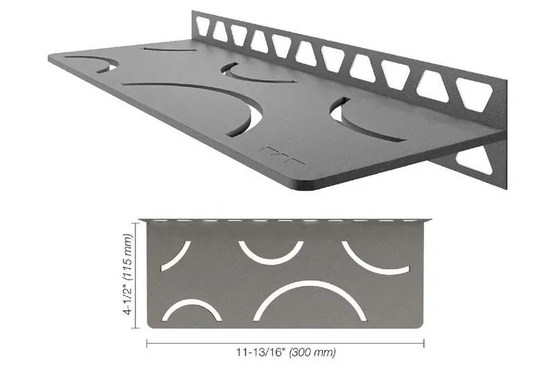 Schluter - SHELF-W Rectangular Wall Shelf Curve Design Aluminum Pewter