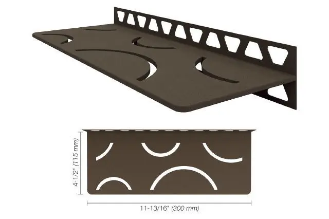 Schluter - Shelf-W Rectangular Wall Shelf Curve Design - Aluminum Bronze