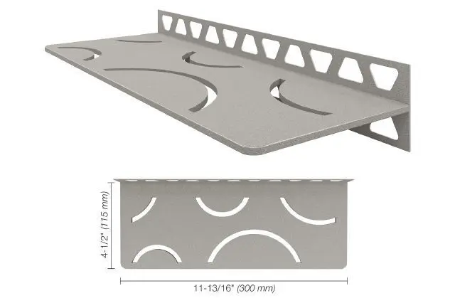 Schluter - Shelf-W Rectangular Wall Shelf Curve Design - Aluminum Stone Grey
