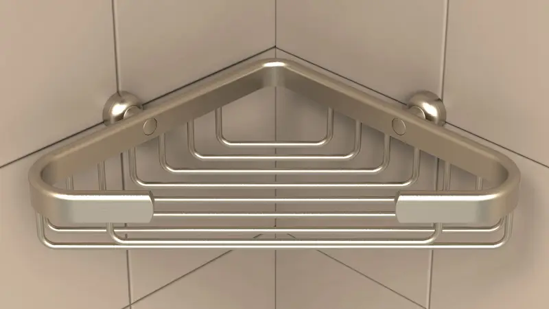 TileWare - Shallow Corner Soap Basket Promessa Series Brushed Nickel
