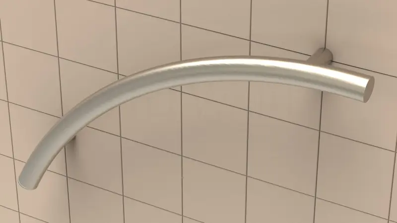 TileWare - Curved Grab Bar Victoria Series ADA Brushed Nickel Contemporary 24"