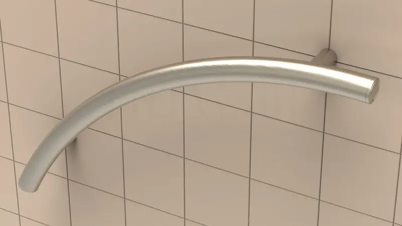 TileWare - Curved Grab Bar Victoria Series ADA Brushed Nickel Traditional 24"