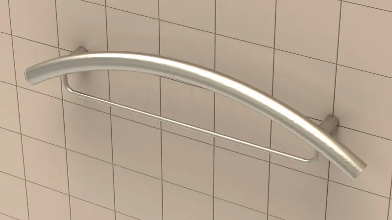 TileWare - Combination Curved Grab Bar Victoria Series ADA Brushed Nickel Contemporary 24"