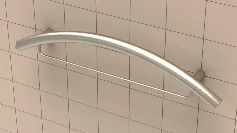 TileWare - Combination Curved Grab Bar Victoria Series ADA Brushed Nickel Traditional 24"