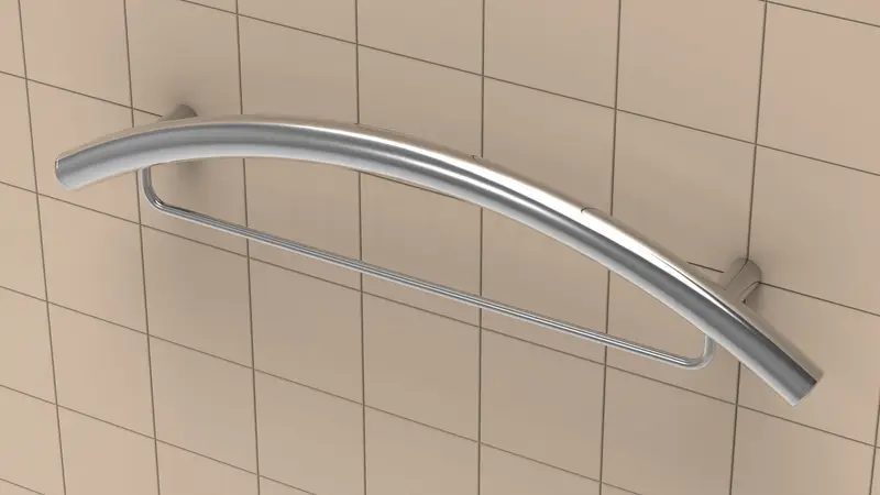 TileWare - Combination Curved Grab Bar Victoria Series ADA Polished Chrome Traditional 24"
