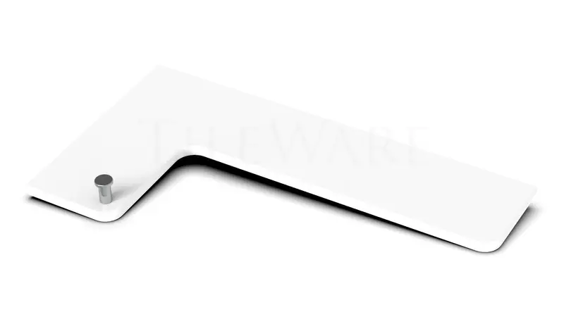 TileWare L-Shaped Shelf Boundless Series Super White with Polished Chrome Tee Hook